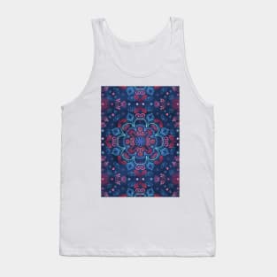 Cherry Red & Navy Blue Watercolor Floral Pattern Tank Top